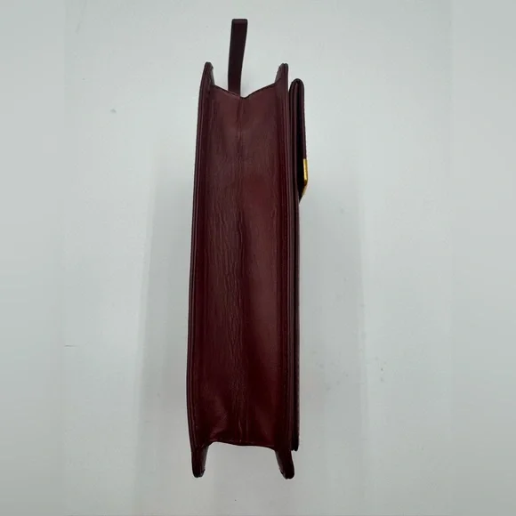 CARTIER Must Line Clutch Bag Leather Bordeaux Dark Red With Wristlet Attachment